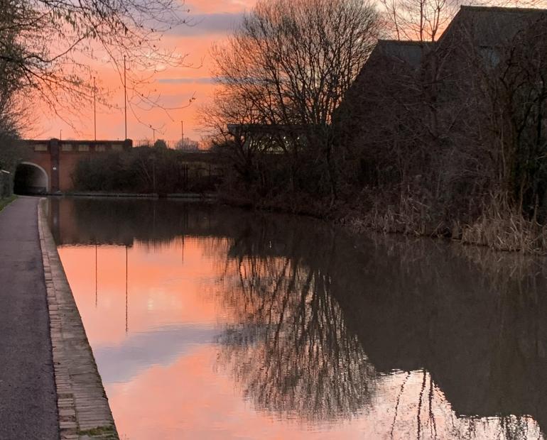 Sunset at the canal which we cleaned up. 