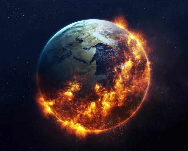 A photo of burning Earth. 