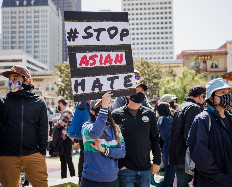 Protesting against Asian hate.