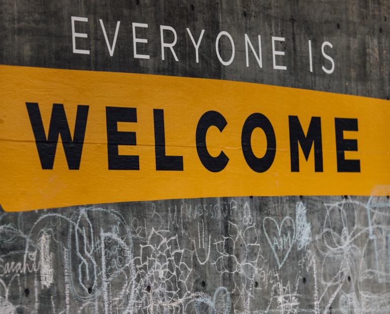 A wall that illustrates the text "Everyone is Welcome"