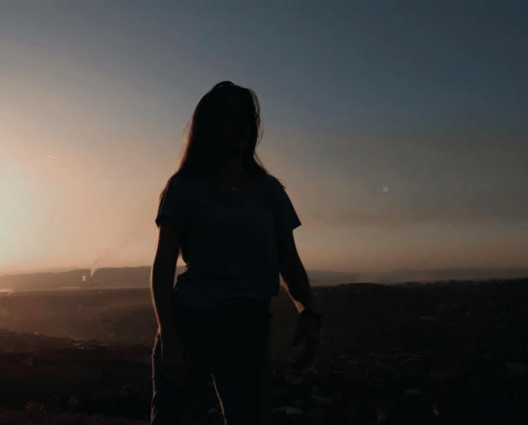 A picture of me silhouetted against the sky