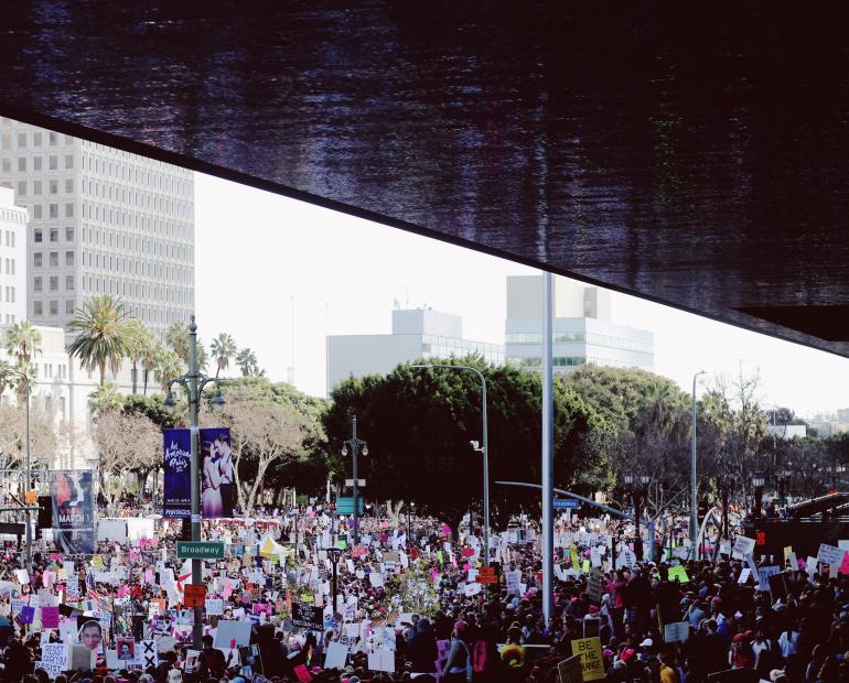 Crowd of people at a city march