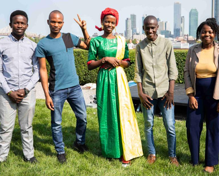 Emmanuel poses with other youth advocates at the UN in New York.