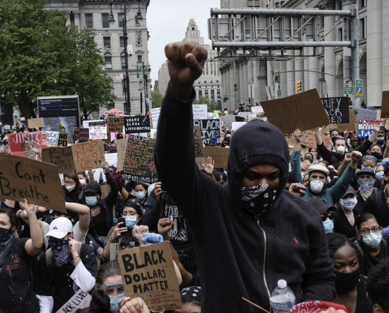 Demonstrators gather at Foley Square in New York on Tuesday to protest the killing of George Floyd.